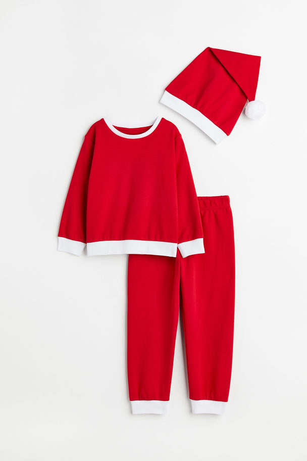 H&M 3-piece Festive Jersey Set Red/santa