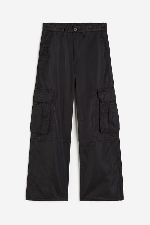 H&M Wide Cargo Trousers Black