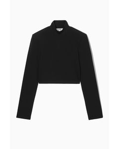 Power-shoulder Cropped Top Black