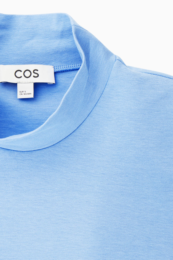 COS Power-shoulder Cropped Top Light Blue