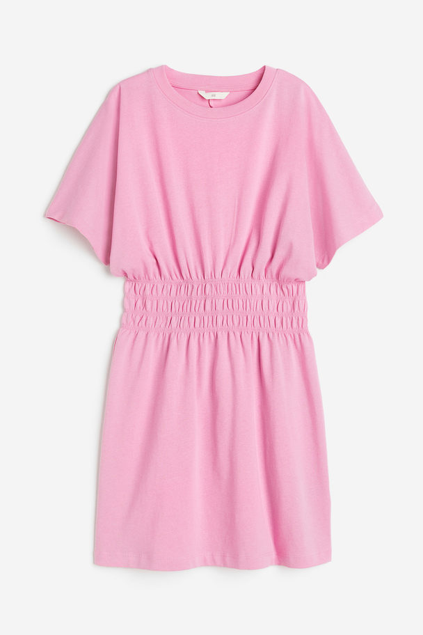 H&M Smock-waisted T-shirt Dress Light Pink