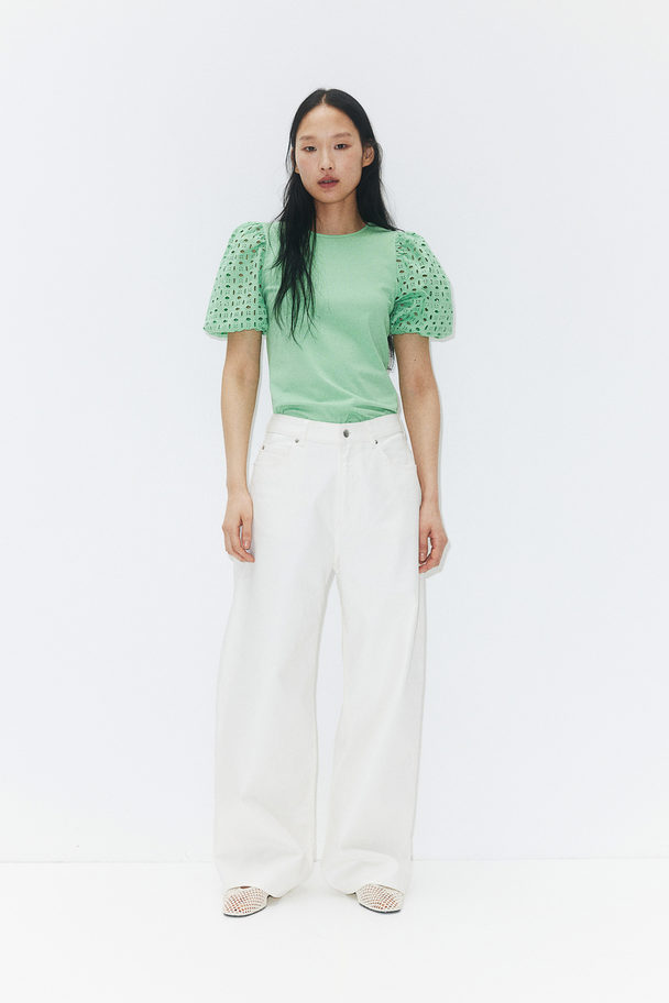 H&M Shirt mit Puffärmeln Mintgrün