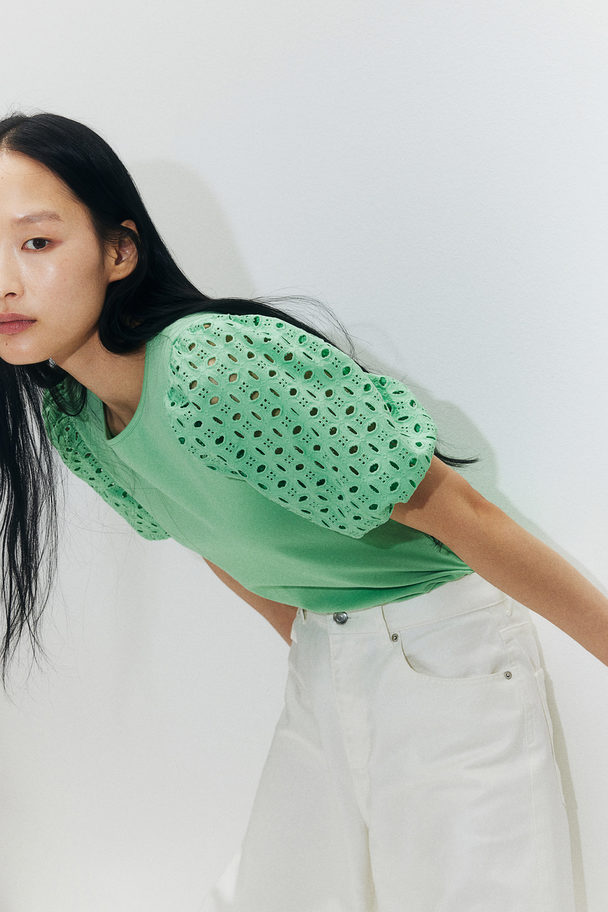 H&M Shirt mit Puffärmeln Mintgrün