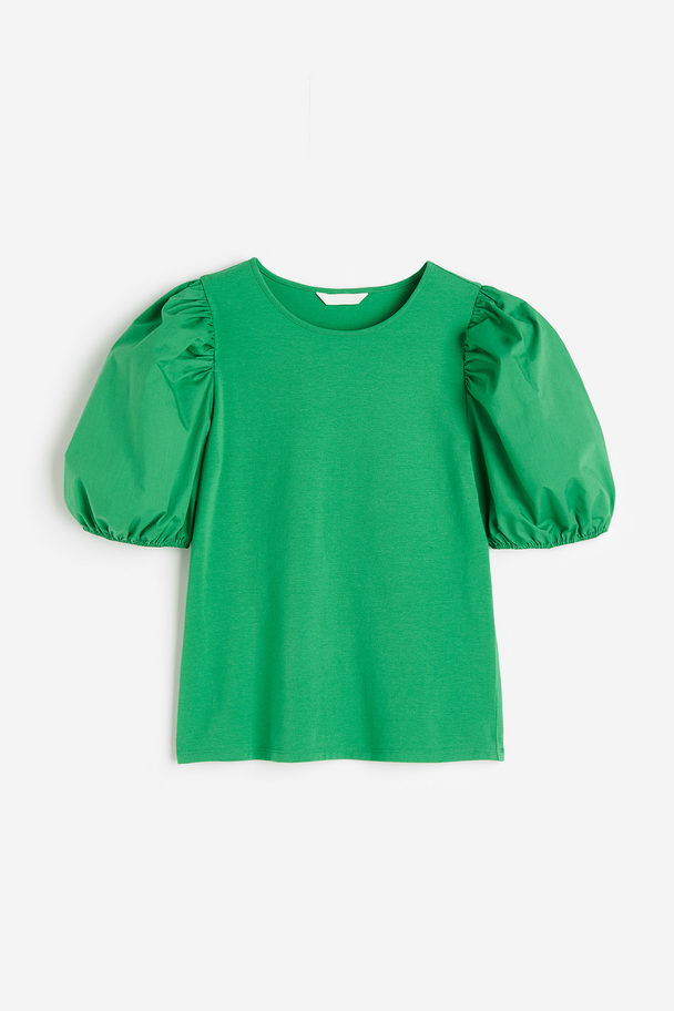 H&M Shirt mit Puffärmeln Grün