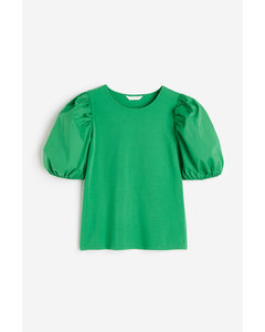Shirt mit Puffärmeln Grün