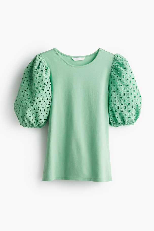 H&M Shirt mit Puffärmeln Mintgrün