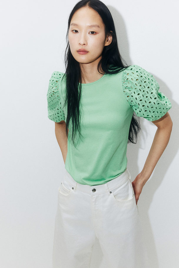 H&M Shirt mit Puffärmeln Mintgrün