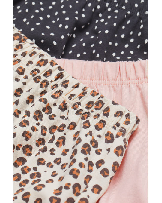 H&M 3-pack Jersey Shorts Light Beige/leopard Print
