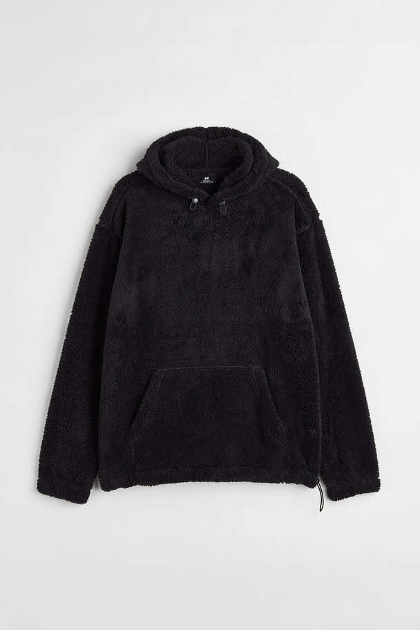 H&M Relaxed Fit Pile Hoodie Black