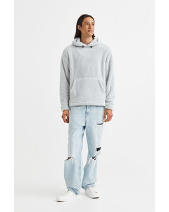 Relaxed Fit Pile Hoodie Light Grey