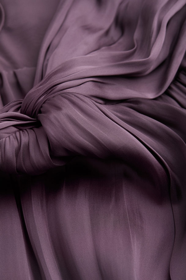 H&M Long Satin Dress Dark Purple