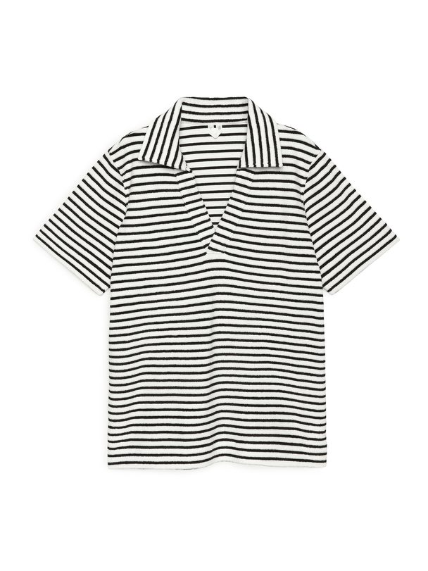 Arket Towelling Polo Shirt Black/white