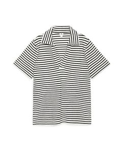 Towelling Polo Shirt Black/white
