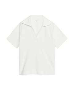 Towelling Polo Shirt Off White