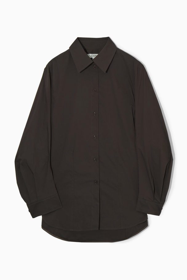 COS Oversize-skjorta I Bomullsblandning Mörkbrun