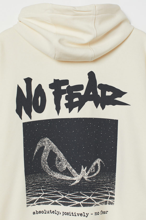 H&M Oversized Hoodie White/no Fear