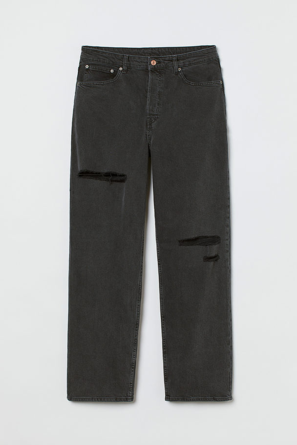 H&M H&m+ Straight High Waist Jeans Black/washed Out