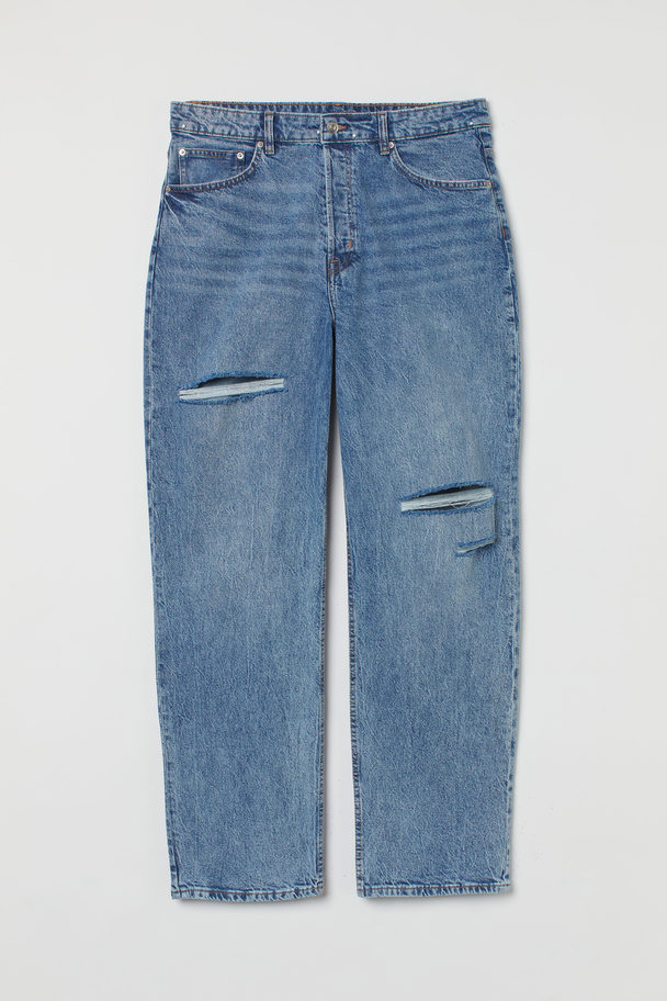 H&M H&m+ Straight High Waist Jeans Denim Blue