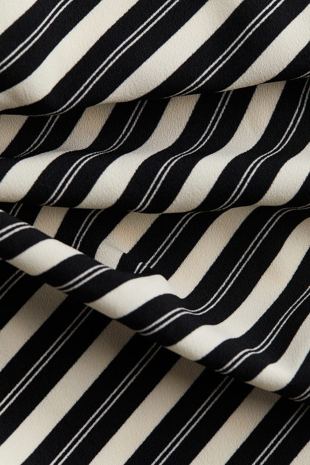 H&M Drapert One Shoulder-kjole Sort/stripet
