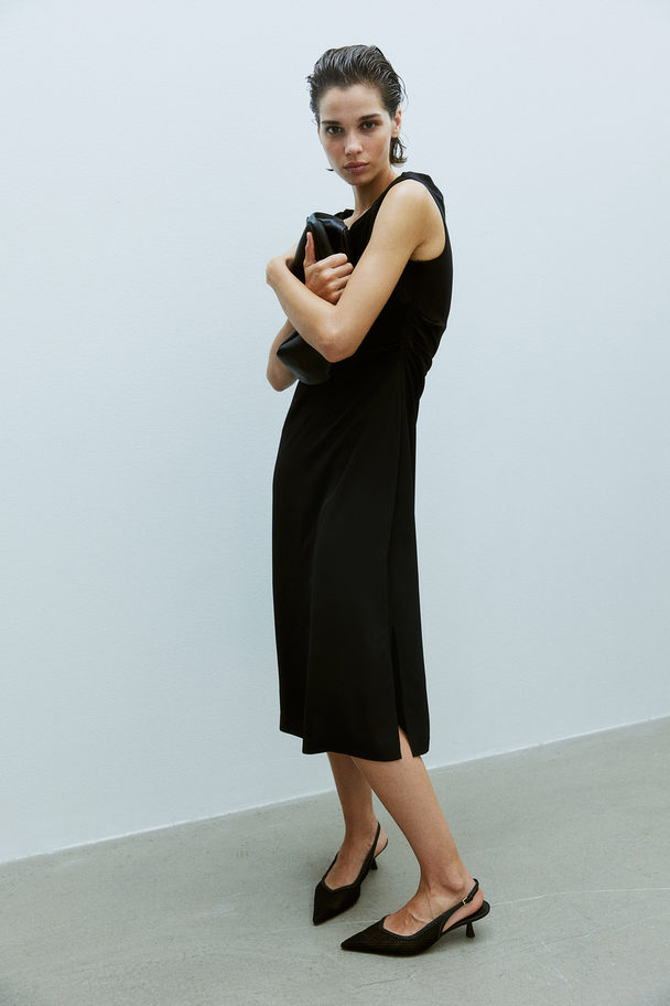 H&M Drapiertes One-Shoulder-Kleid Schwarz