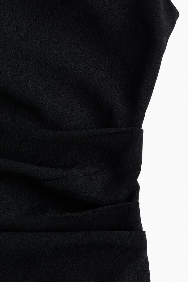 H&M Draped One-shoulder Dress Black