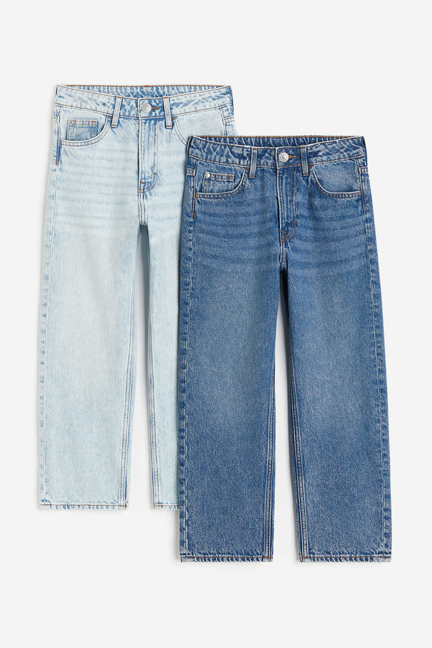 H&M 2-pak Jeans Loose Fit Denimblå/lys Denimblå
