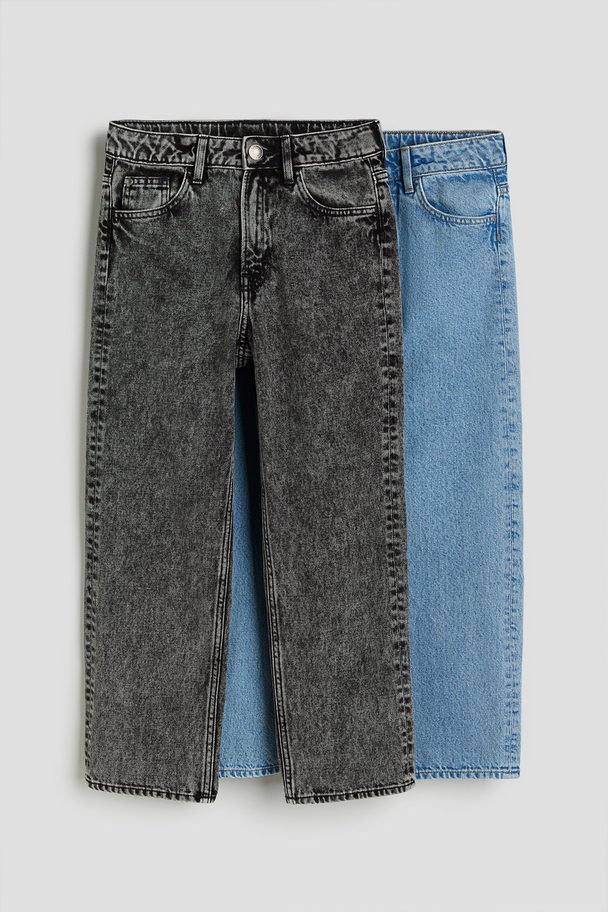 H&M 2-pack Loose Fit Jeans Washed Black/light Denim Blue