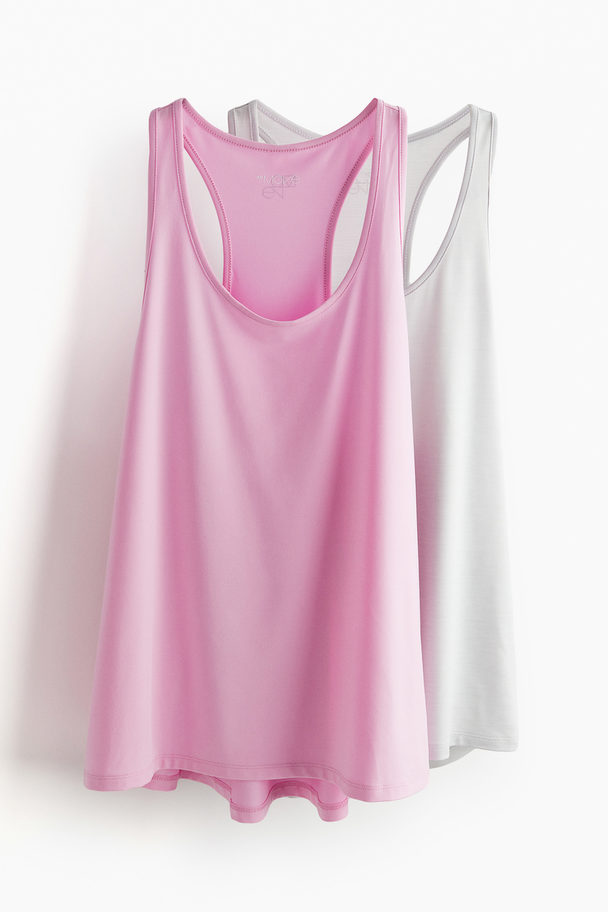 H&M 2-pack Drymove™ Sports Vest Tops Light Pink/light Grey