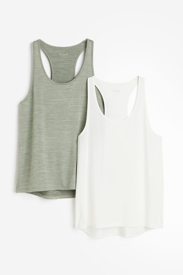 H&M Set Van 2 Sportsinglets Van Drymove™ Kakigroen/wit