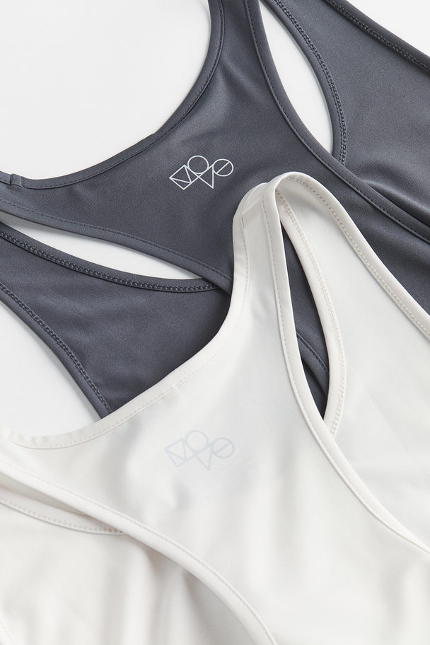 H&M Set Van 2 Sportsinglets Van Drymove™ Donkergrijs/wit