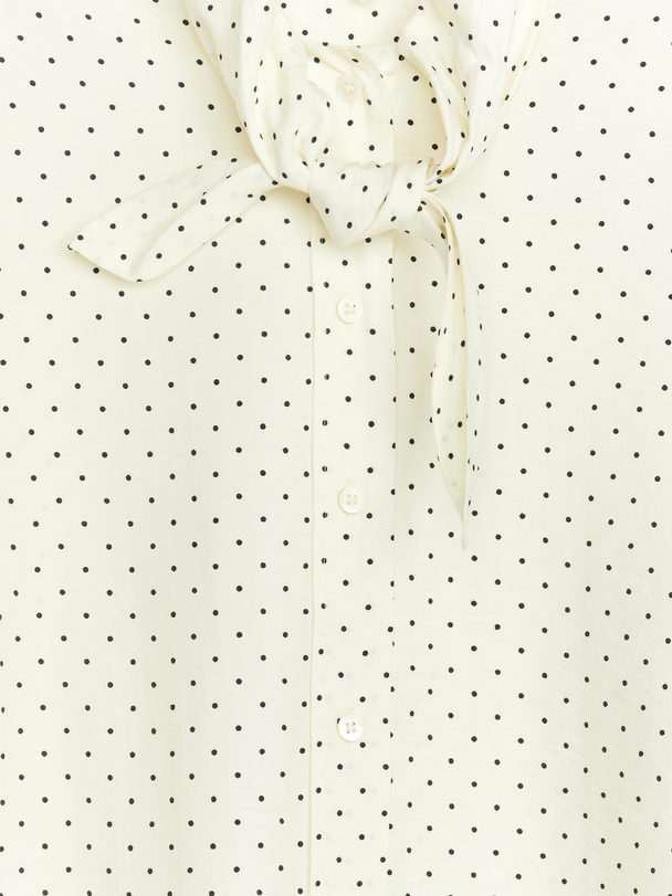 ARKET Bluse mit Schleife Weiß/Schwarz