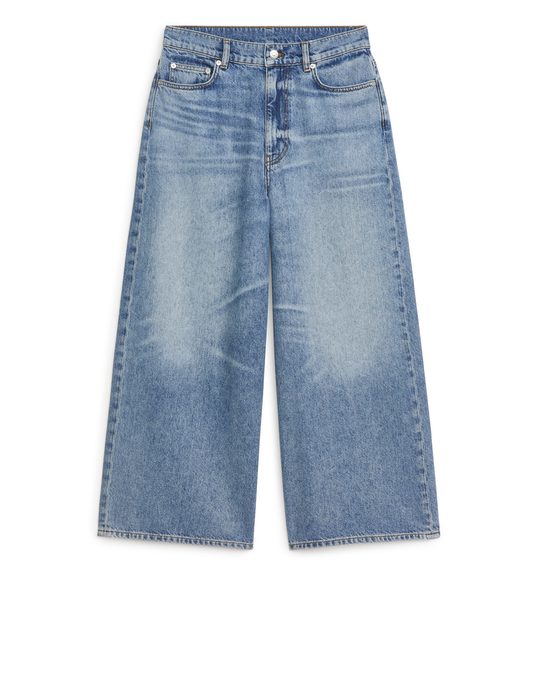 Arket Wide-leg Cropped Non-stretch Jeans Vintage Blue