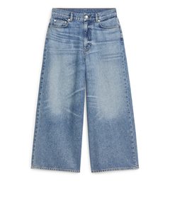 Wide-leg Cropped Non-stretch Jeans Vintage Blue