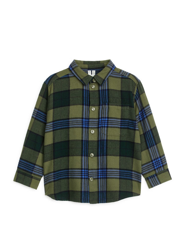 ARKET Checked Flannel Shirt Green/blue