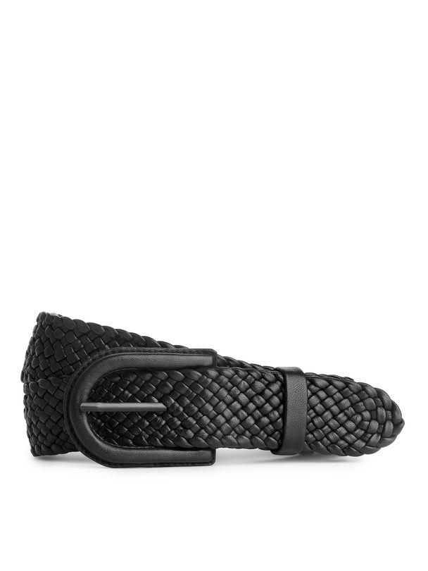 ARKET Braided Leather Belt Black