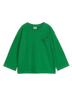 Linen-blend Long Sleeve T-shirt Green