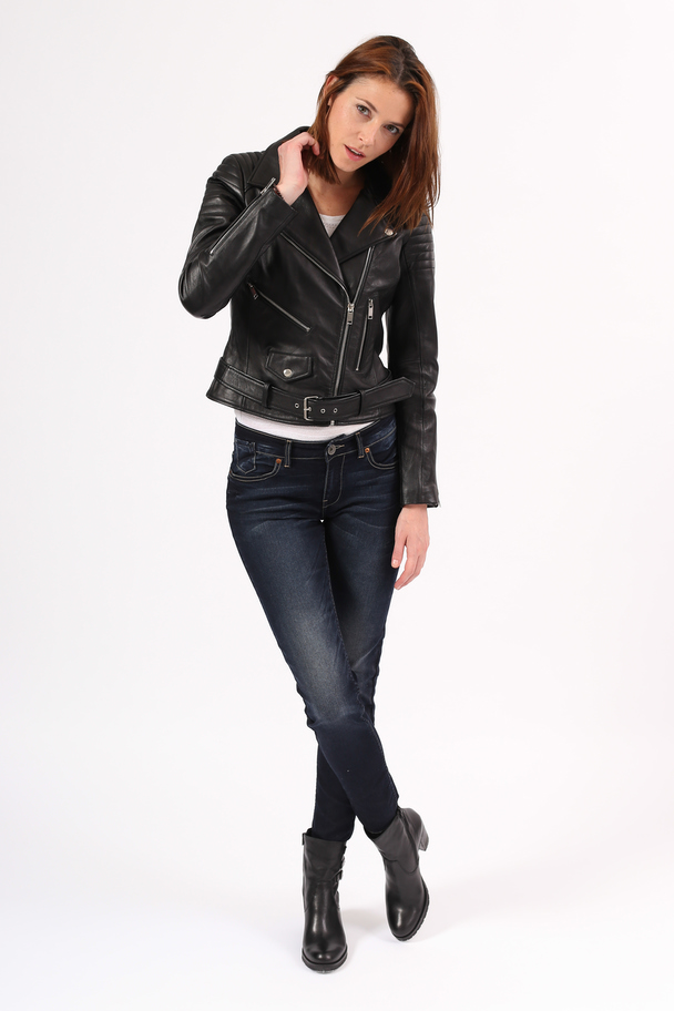 Blue Wellford Leather Jacket Constance