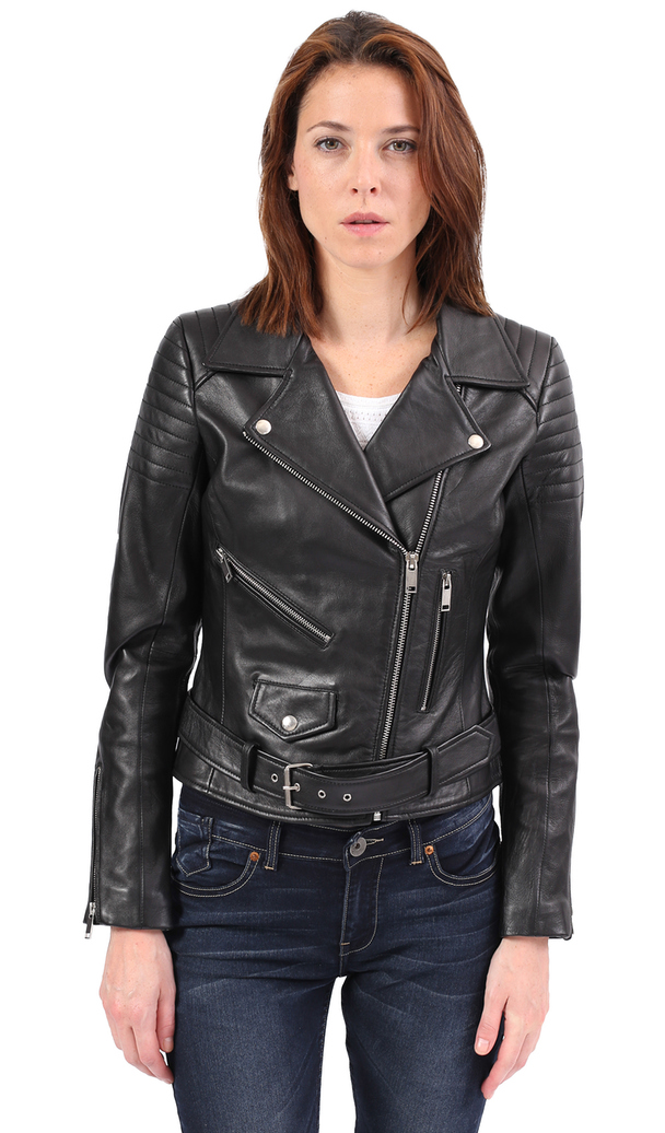 Blue Wellford Leather Jacket Constance
