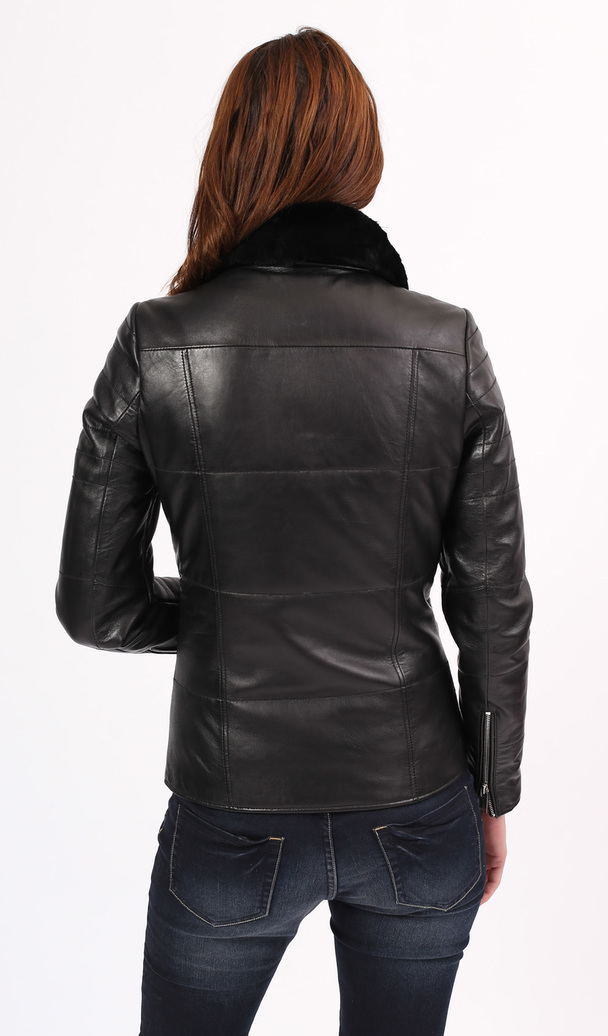 Blue Wellford Leather Jacket Louise