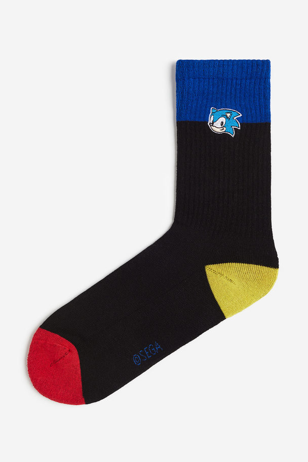 H&M Motif-detail Socks Blue/sonic The Hedgehog