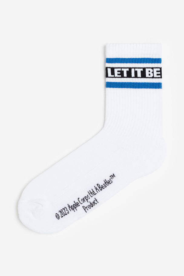 H&M Socken mit Motiv Weiß/The Beatles