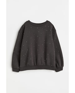 Oversized Sweatshirt Dunkelgrau/Strass