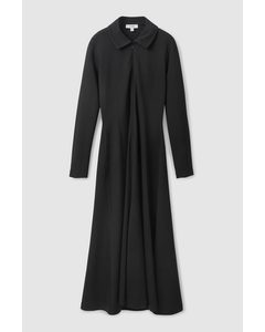 Zip-up Long Sleeve Dress Black