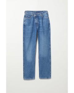 Crossover-Jeans Skew mit hohem Bund Meerblau