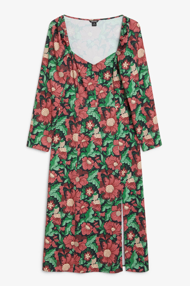 Monki Long-sleeve Midi Dress Floral Print