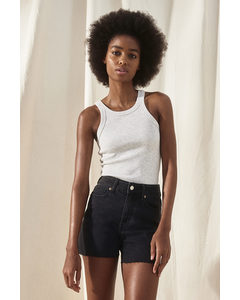 Skinny High Denim Shorts Schwarz/Washed out