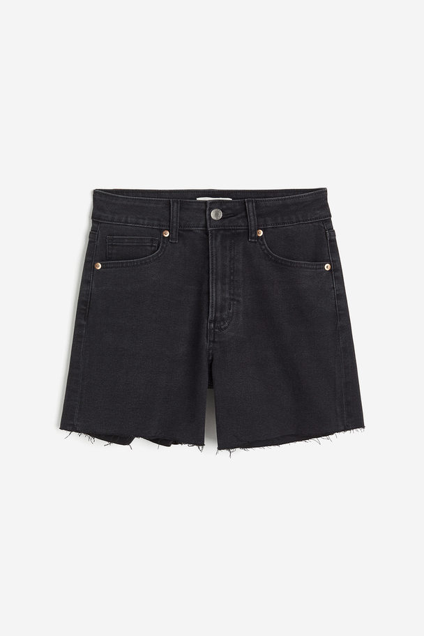 H&M Skinny High Denim Shorts Schwarz/Washed out