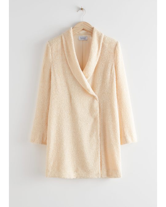 & Other Stories Sequin Double Breasted Blazer Dress Creme