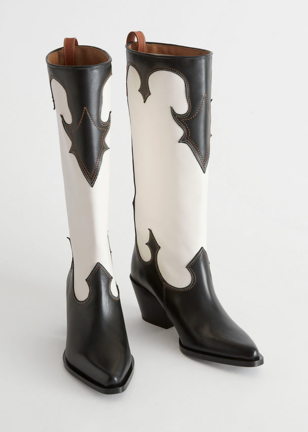 & Other Stories Western Cowboy Boots Black And White