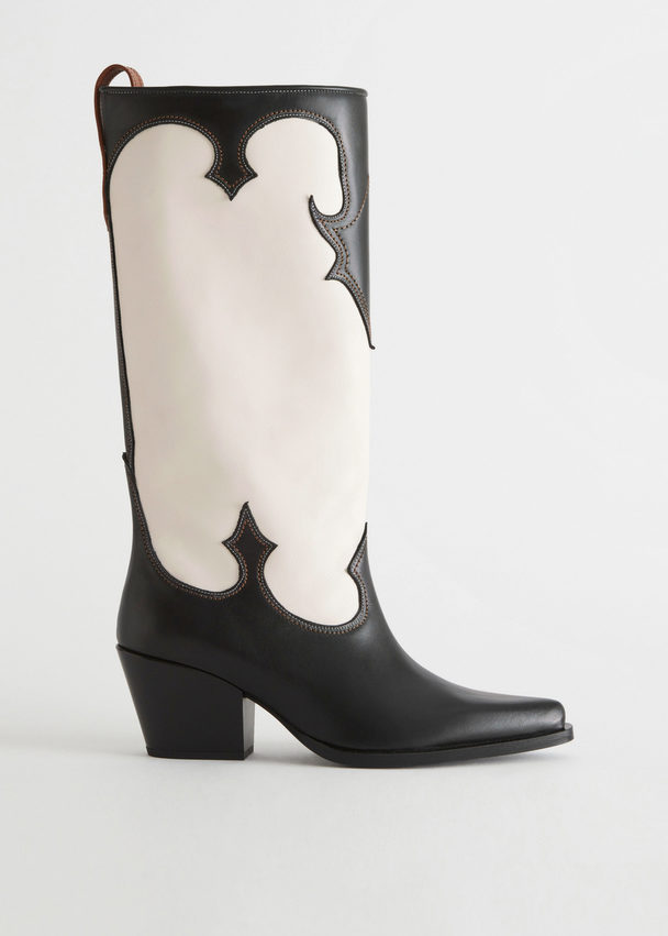 & Other Stories Western Cowboy Boots Black And White